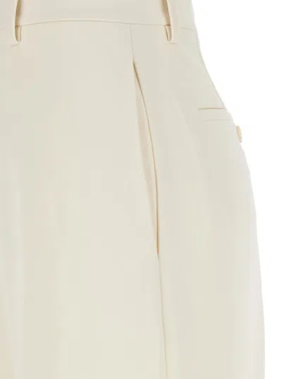 Theory White Pants With Belt Loops In Neutral