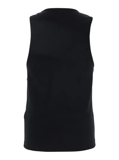 Jw Anderson Black Sleeveless Top With Logo Embroidery On The Front In Cotton Man In Black