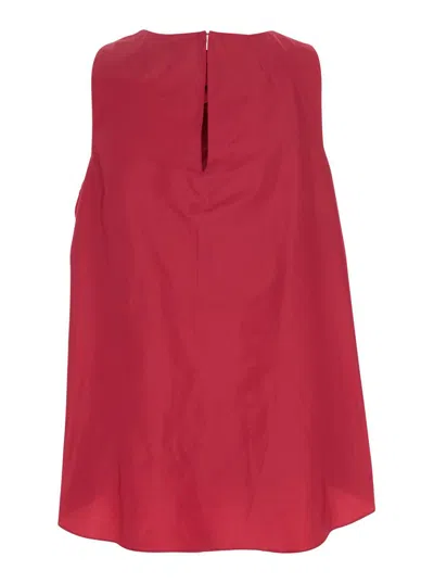 P.a.r.o.s.h Bordeaux Blouse With Ruffles On The Front In Tech Fabric Women In Burgundy