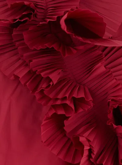 P.a.r.o.s.h Bordeaux Blouse With Ruffles On The Front In Tech Fabric Women In Burgundy