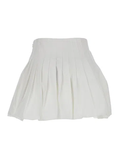 Epingler White Mini Skirt With Concealed Side Zip Closure And Pleated Details In Cotton Woman In White