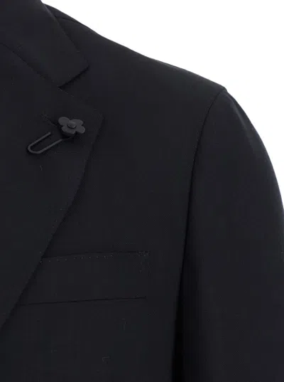 Lardini Black Single-breasted Suit With Classic Revers In Flanel Man In Blue