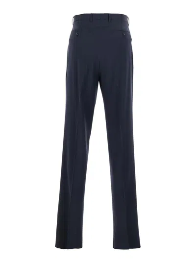 Lardini Blue Tailored Trousers With Double Pence In Virgin Wool Man In Blue
