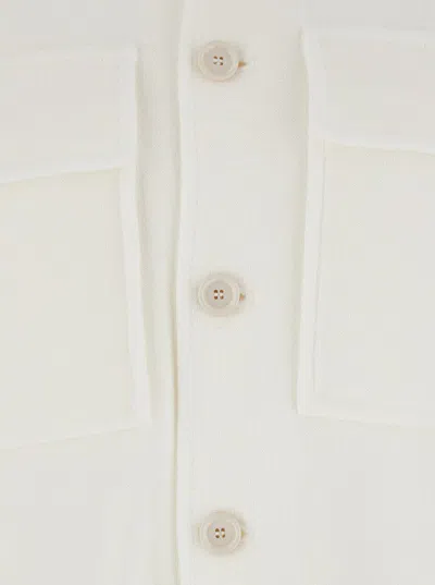 Lardini White Shirt With Classic Collar And Two Front Patch Pockets In Cotton Man In White