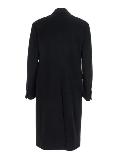 Lardini Black Double-breasted Coat With Peak Lapels In Wool Man In Black