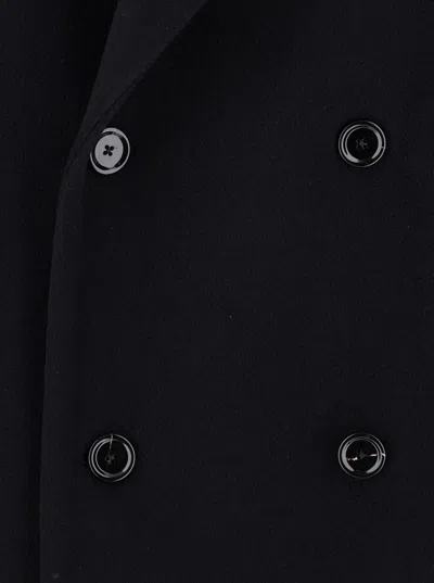 Lardini Black Double-breasted Coat With Peak Lapels In Wool Man In Black
