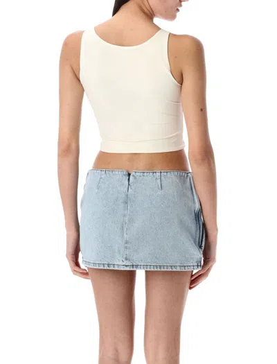 Magda Butrym Ruched Flower Top In Cream In Neutral