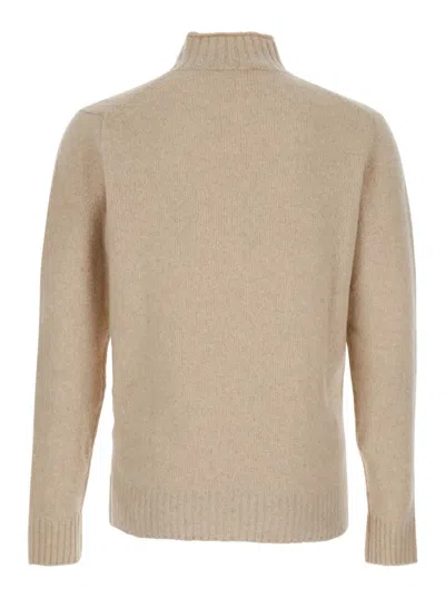 Kangra Cashmere Beige Turtle Neck Sweater In Wool Man In Neutral