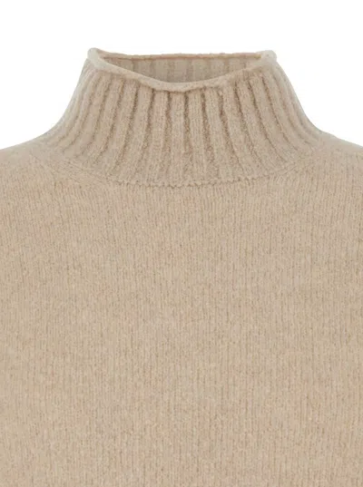 Kangra Cashmere Beige Turtle Neck Sweater In Wool Man In Neutral