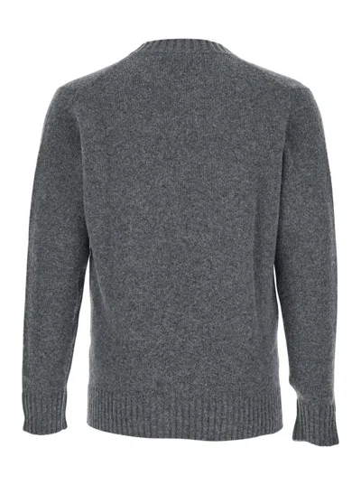 Kangra Cashmere Grey Crew Neck Sweater In Wool Man In Gray