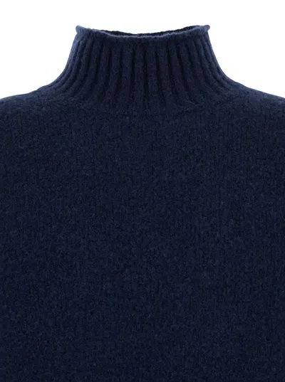 Kangra Cashmere Blue Turtle Neck Sweater In Wool Man In Blue