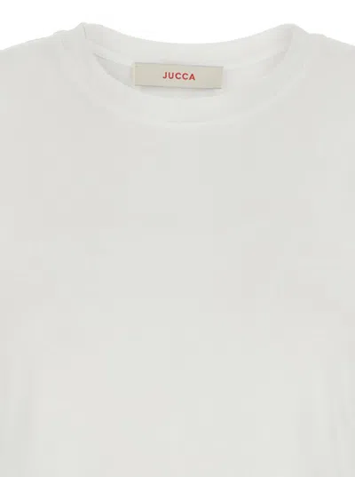 Jucca White Dress With Round Neck And Front Single Slit In Cotton Woman In White
