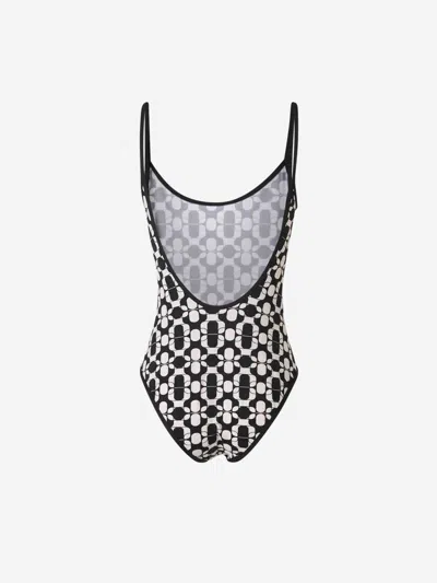 Moncler Printed Elastic Swimsuit In Black