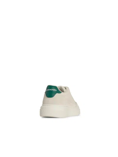 Ferragamo Salvatore  'cassina' White Leather Sneakers In White