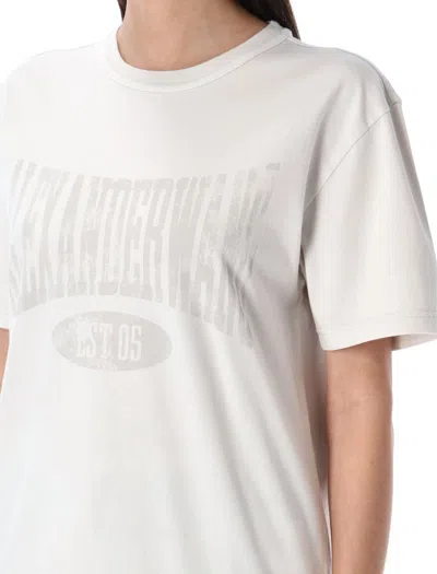 Alexander Wang T T By Alexander Wang Distressed Logo Cotton Tee In White