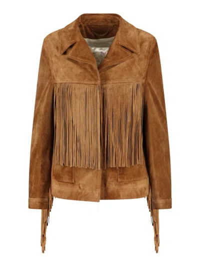 Golden Goose Journey Ws Jacket With Fringes In Waxed Calf Leat In Brown