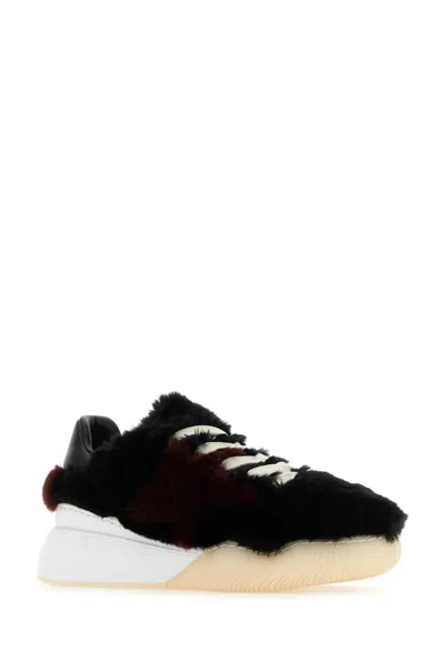 Stella Mccartney Black Loop Shaggy Faux-fur Sneakers In Multi