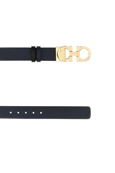 Ferragamo Reversible Leather Belt Gold-tone Buckle In Black