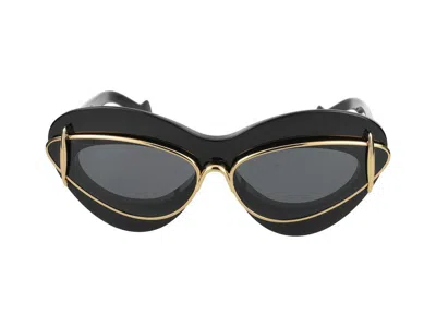 Loewe Double Frame Lw 40119i 01a Cat Eye Sunglasses In Black