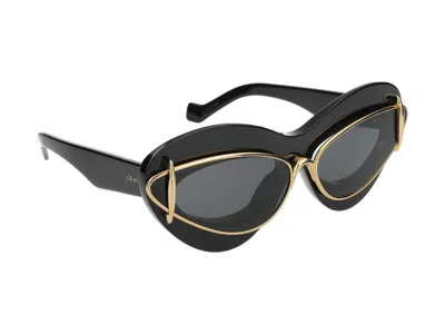 Loewe Double Frame Lw 40119i 01a Cat Eye Sunglasses In Black
