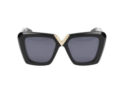 Valentino Garavani V-gold Ii Acetate Butterfly Sunglasses In Black