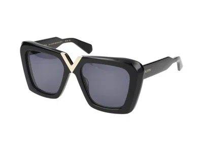 Valentino Garavani V-gold Ii Acetate Butterfly Sunglasses In Black