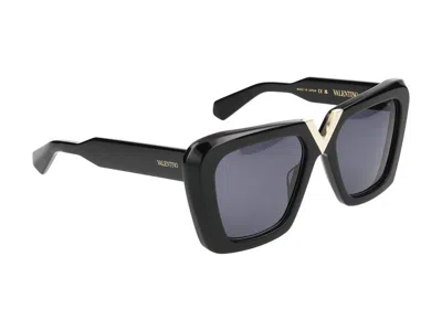 Valentino Garavani V-gold Ii Acetate Butterfly Sunglasses In Black
