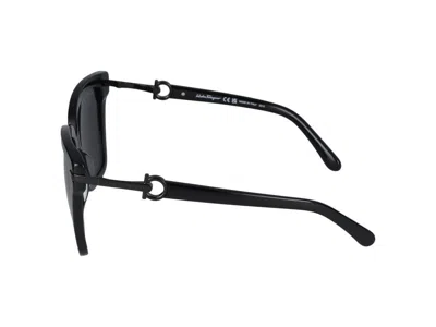 Ferragamo Black Acetate Sunglasses In Black
