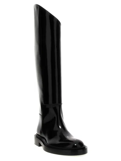 Jil Sander Leather Boots In Black