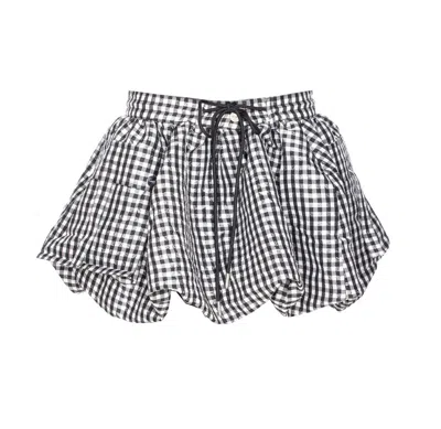 Ganni Skirt With Balloon Effect And Gingham Pattern In Black