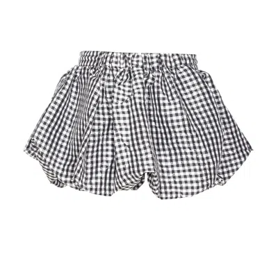 Ganni Skirt With Balloon Effect And Gingham Pattern In Black
