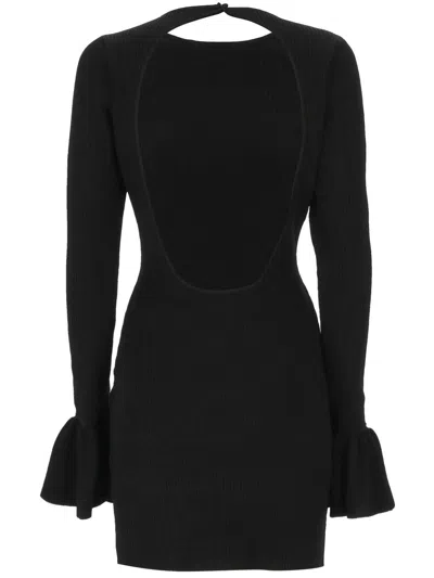 Rotate Birger Christensen Rotate Birgerchristensen Knit Mini Cut-out Dress In Black