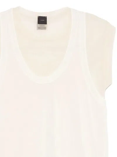 Pinko Layered Sheer Cotton T-shirt With Cap Sleeves In Nude