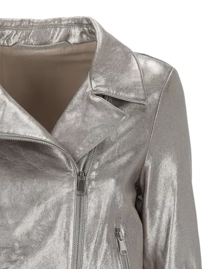 The Jack Leathers Zip Leathers Jacket In Gray