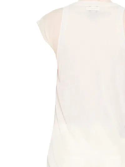 Pinko Layered Sheer Cotton T-shirt With Cap Sleeves In Nude