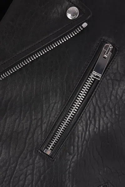 Alexander Mcqueen Piercing Leather Jacket In Black