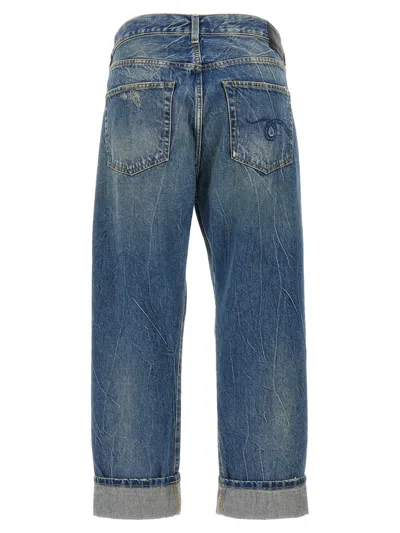 R13 Crossover Waist Distressed Jeans In Blue
