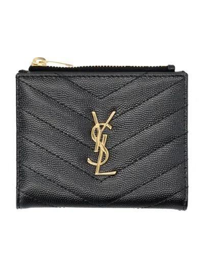 Saint Laurent Cassandre Bi-fold Wallet In Brown