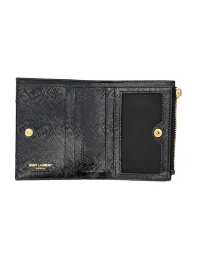 Saint Laurent Cassandre Bi-fold Wallet In Brown