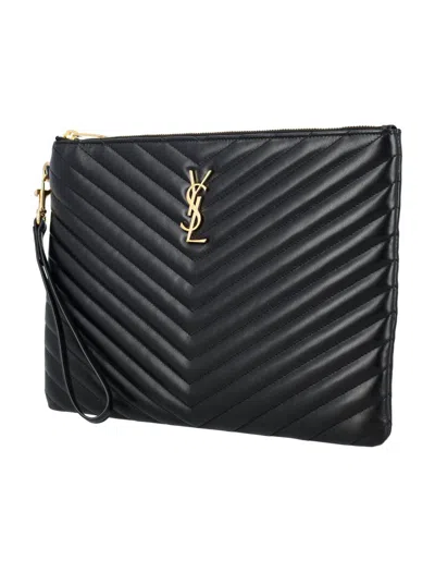 Saint Laurent Cassandre Pouch In Black