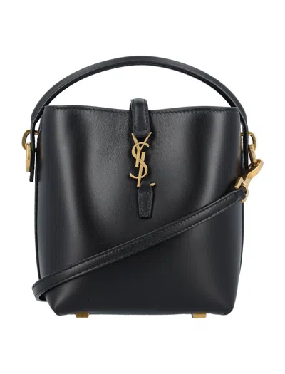 Saint Laurent Le 37 Mini Ysl Bucket Bag In Smooth Leather In Black