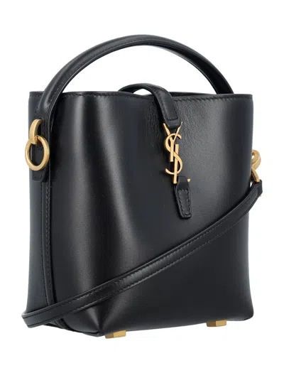 Saint Laurent Le 37 Mini Ysl Bucket Bag In Smooth Leather In Black