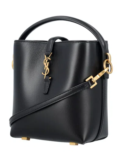 Saint Laurent Le 37 Mini Ysl Bucket Bag In Smooth Leather In Black