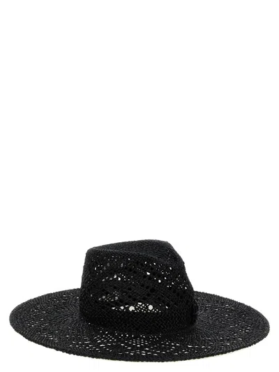 Ruslan Baginskiy Woven Raffia Fedora Hat In Black