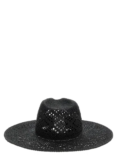 Ruslan Baginskiy Woven Raffia Fedora Hat In Black