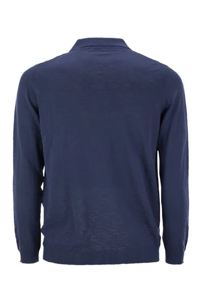 Pt Torino Buttonless Collar Polo Shirt With Slim Fit In Blue