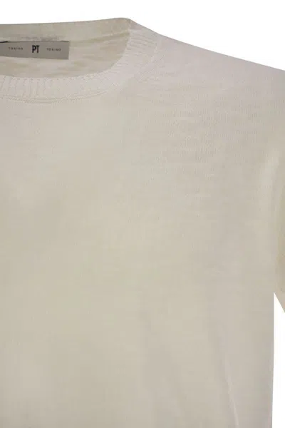 Pt Torino Crew-neck Short-sleeved Cotton Jersey In White