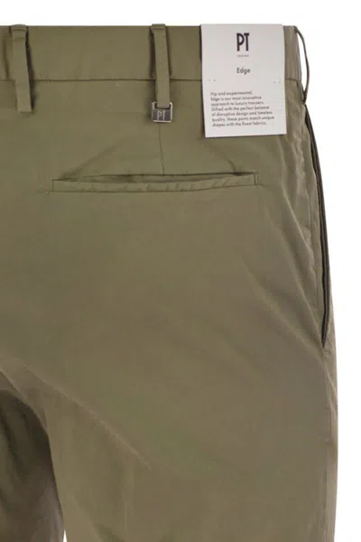 Pt Torino Dieci - Stretch Cotton Trousers In Green