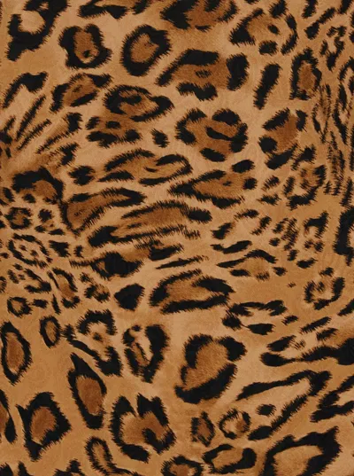 Twinset Brown Dress With Round Neck And All-over Leopard Print In Viscose Woman In Brown