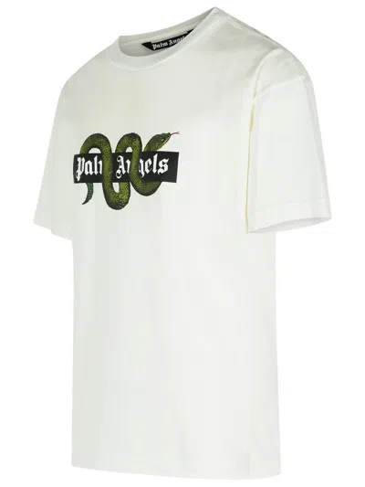 Palm Angels White Cotton T-shirt In White